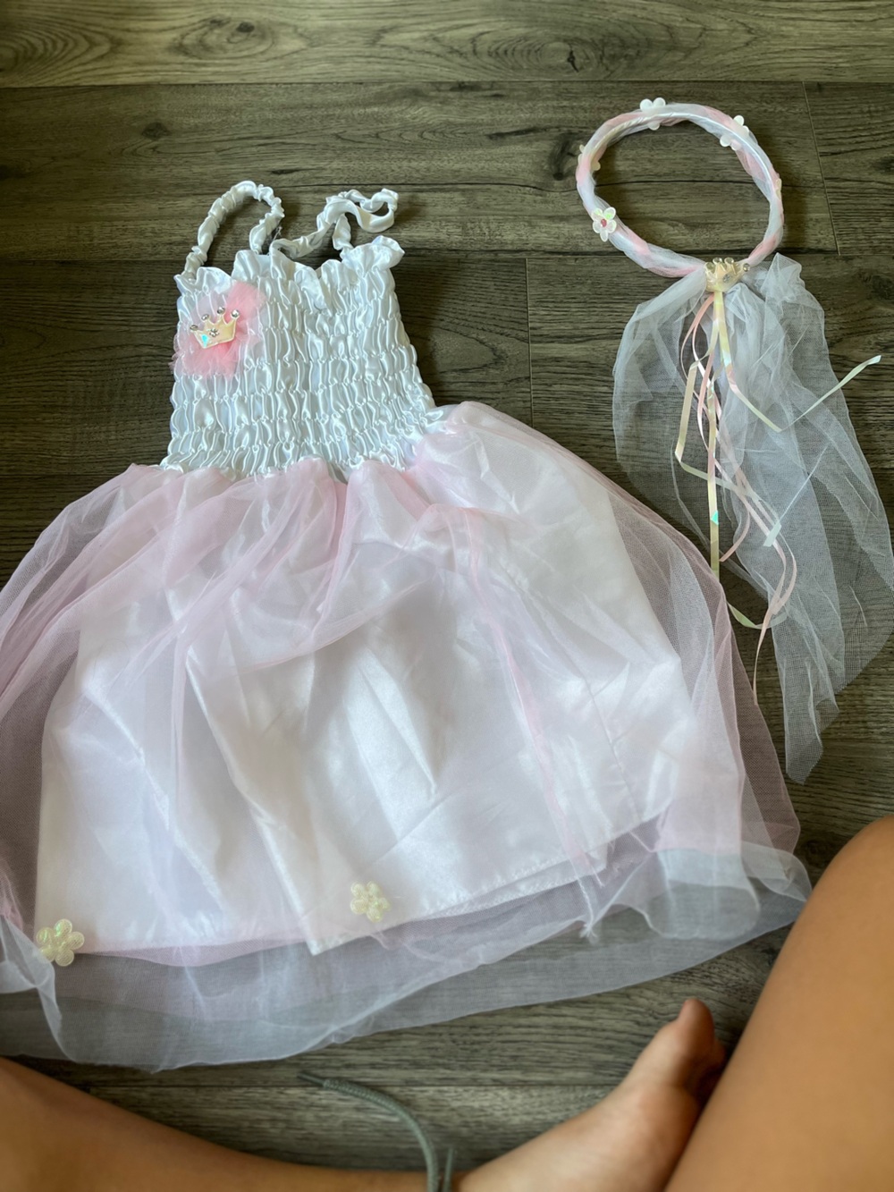 White and Pink Smocked Dress